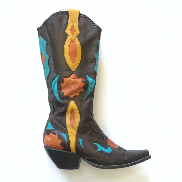 BCBGirls Other - BCBG BCBGirls Western Cowboy Boots 3 Brown Blue